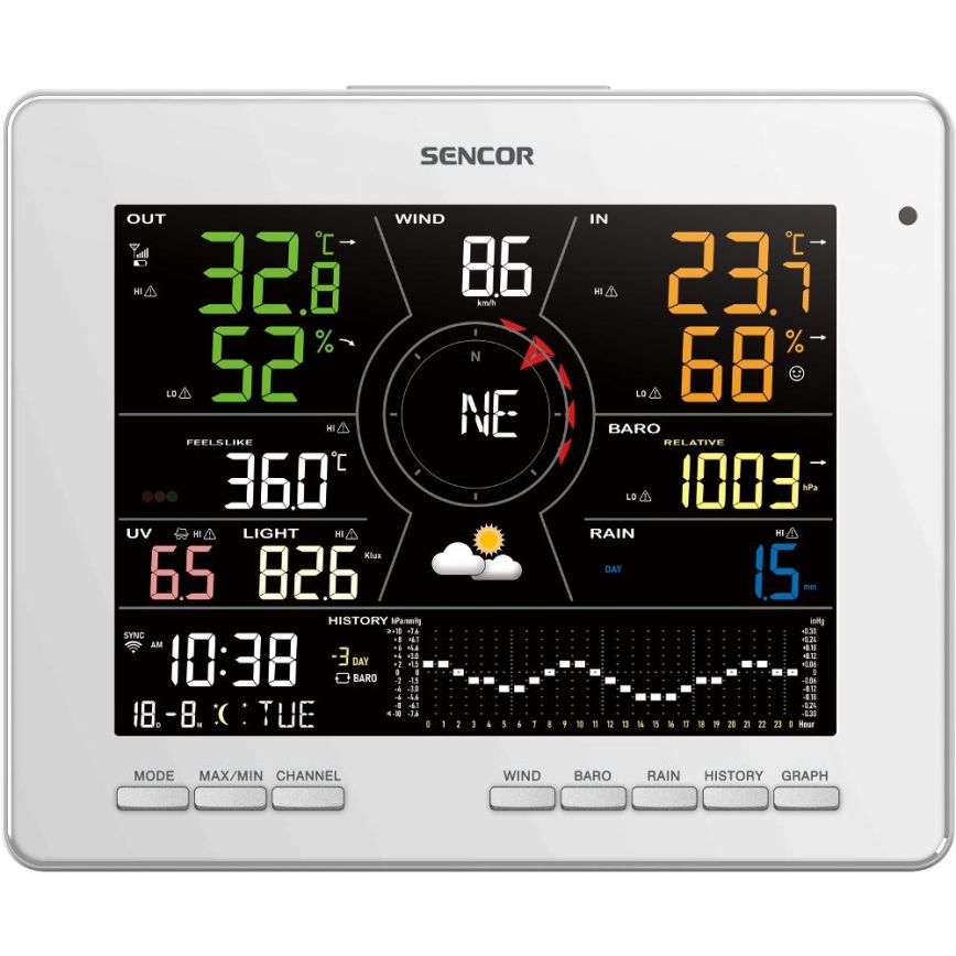 Sencor - Professionel vejrstation med LCD-farveskærm 1xCR2032 Wi-Fi Tuya