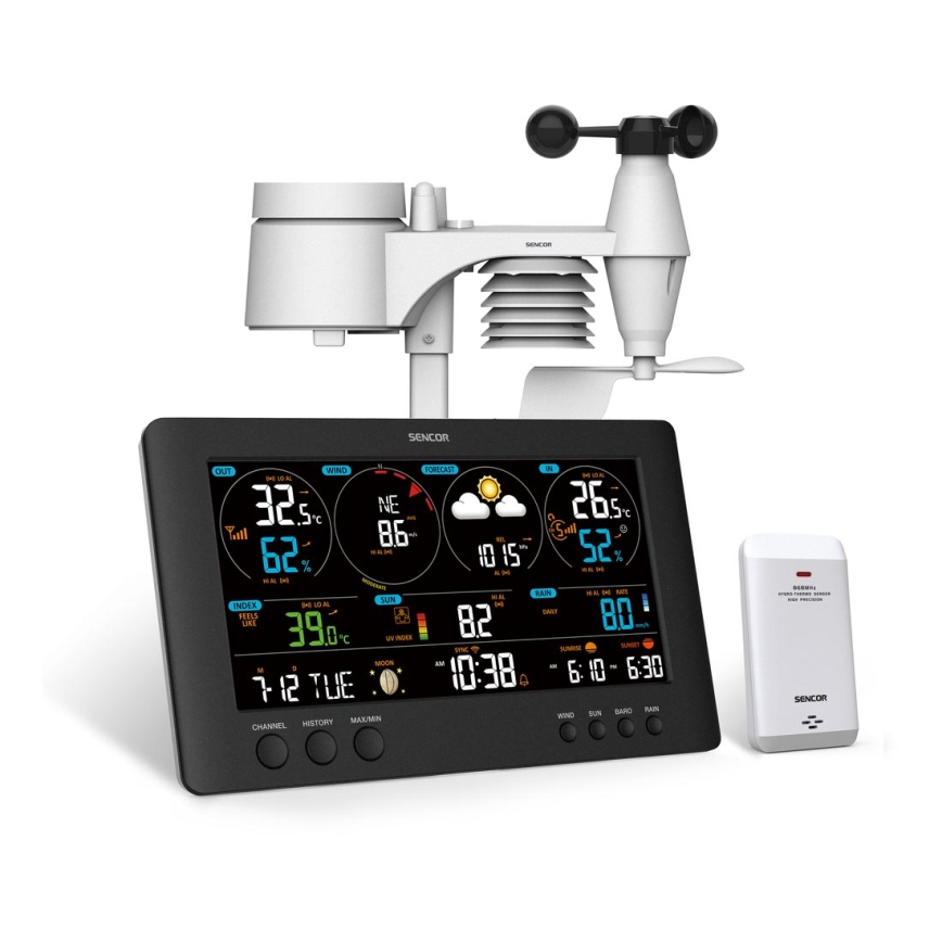 Sencor - Professionel vejrstation med LCD-farveskærm 5V/1xCR2032 + 3xAA Wi-Fi