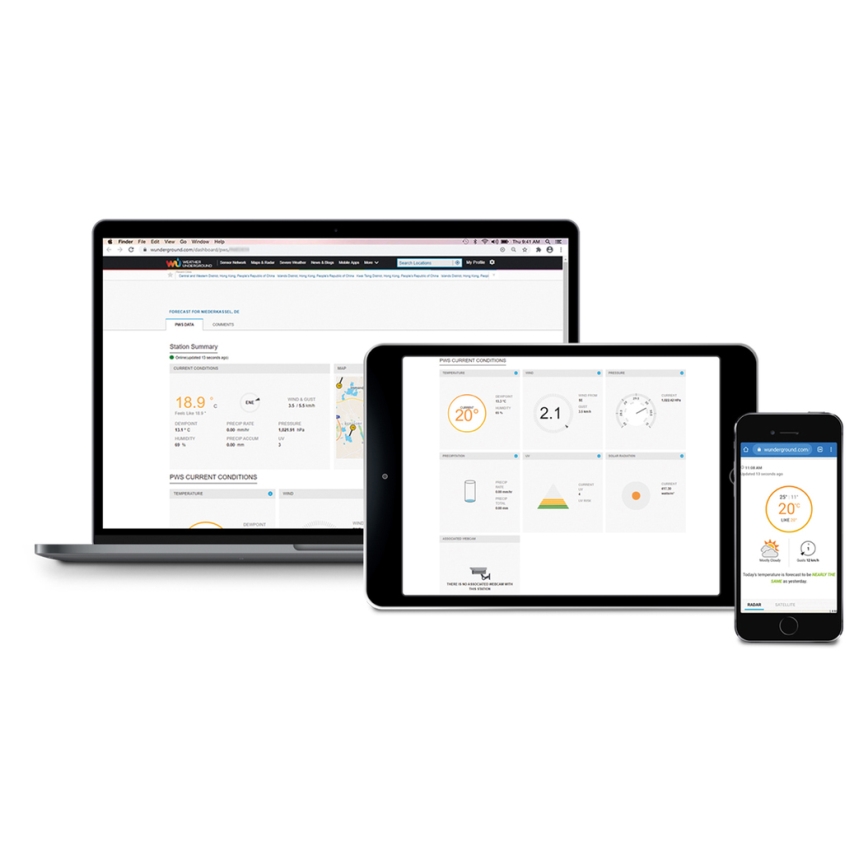 Sencor - Professionel vejrstation med LCD-farveskærm 5V/1xCR2032 + 3xAA Wi-Fi