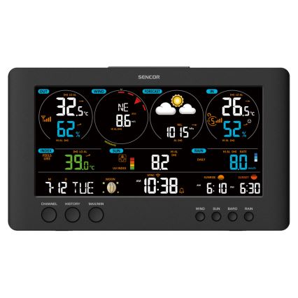 Sencor - Professionel vejrstation med LCD-farveskærm 5V/1xCR2032 + 3xAA Wi-Fi