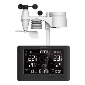 Sencor - Professionel vejrstation med LCD-farveskærm og vækkeur 5V/1xCR2032 + 3xAA