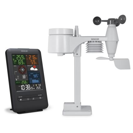 Sencor - Professionel vejrstation med LCD-skærm og vækkeur 1xCR2032 + 3xAA