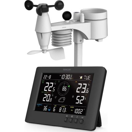 Sencor - Professionel vejrstation med LCD-farveskærm og vækkeur 5V/1xCR2032 + 3xAA