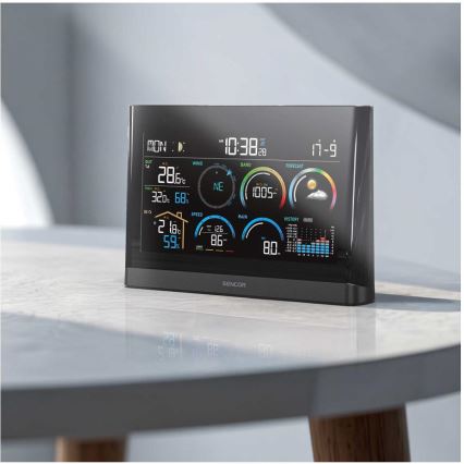 Sencor - Professionel vejrstation med LCD-farveskærm og vækkeur 5V/3xAAA + 3xAA