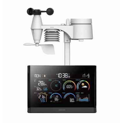 Sencor - Professionel vejrstation med LCD-farveskærm og vækkeur 5V/3xAAA + 3xAA