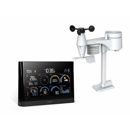 Sencor - Professionel vejrstation med LCD-farveskærm og vækkeur 5V/3xAAA + 3xAA