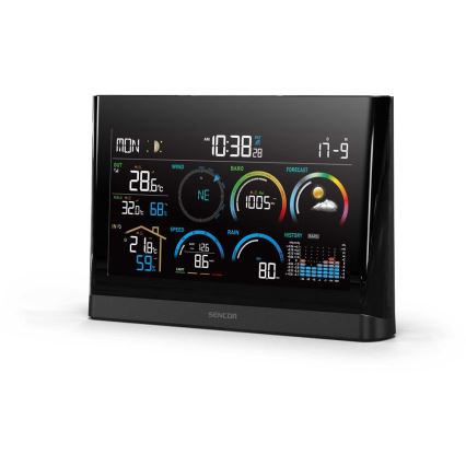 Sencor - Professionel vejrstation med LCD-farveskærm og vækkeur 5V/3xAAA + 3xAA