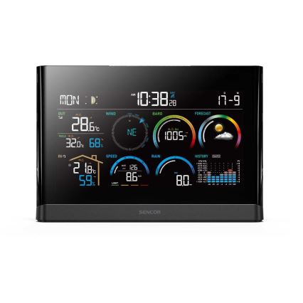 Sencor - Professionel vejrstation med LCD-farveskærm og vækkeur 5V/3xAAA + 3xAA
