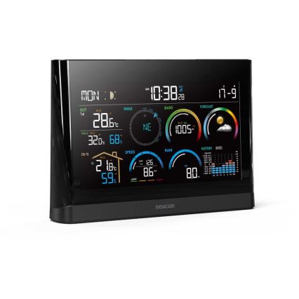 Sencor - Professionel vejrstation med LCD-farveskærm og vækkeur 5V/3xAAA + 3xAA