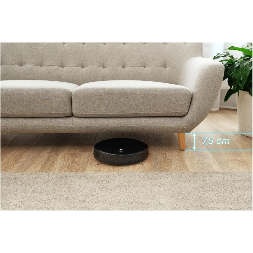 Sencor - Robotstøvsuger med moppe 2-i-1 16W/2600 mAh Wi-Fi sort + fjernbetjening