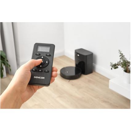 Sencor - Robotstøvsuger med moppe 2-i-1 16W/2600 mAh Wi-Fi sort + fjernbetjening
