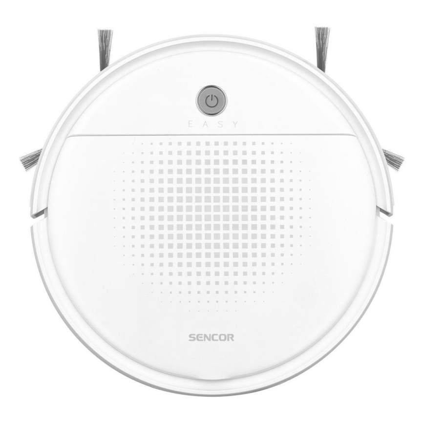 Sencor - Robotstøvsuger med moppe 2-i-1 18W/1500 mAh hvid + fjernbetjening