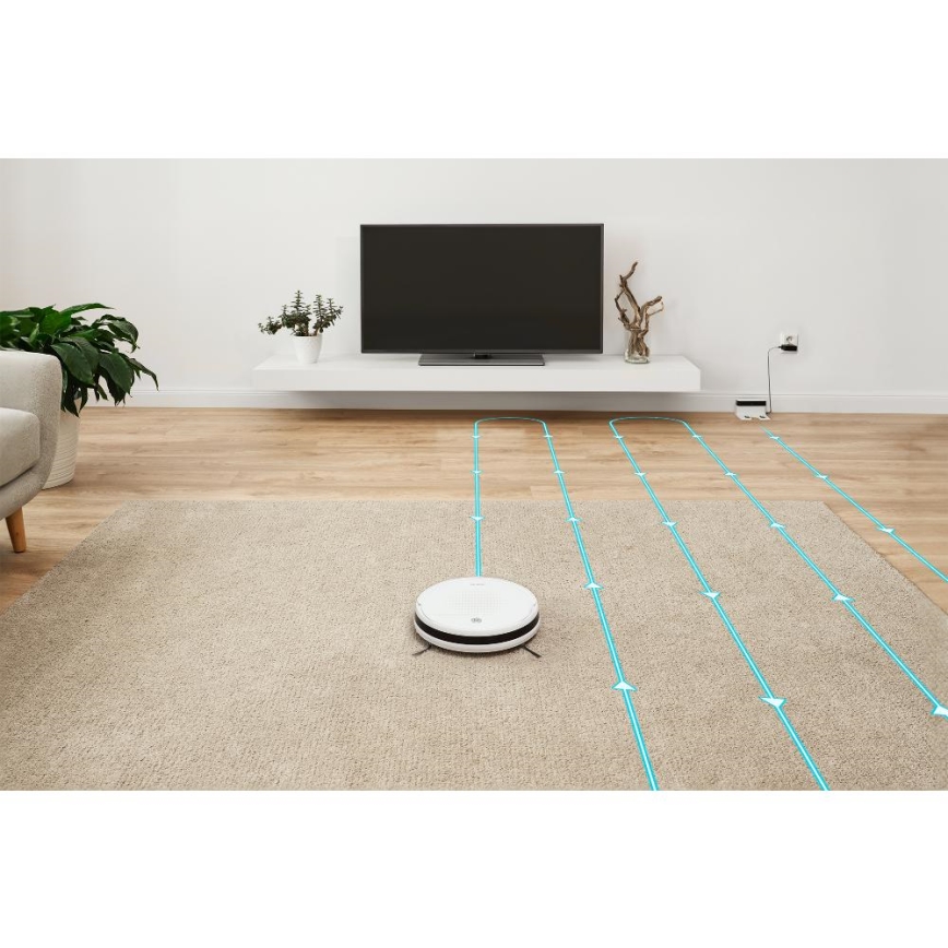 Sencor - Robotstøvsuger med moppe 2-i-1 18W/1500 mAh hvid + fjernbetjening