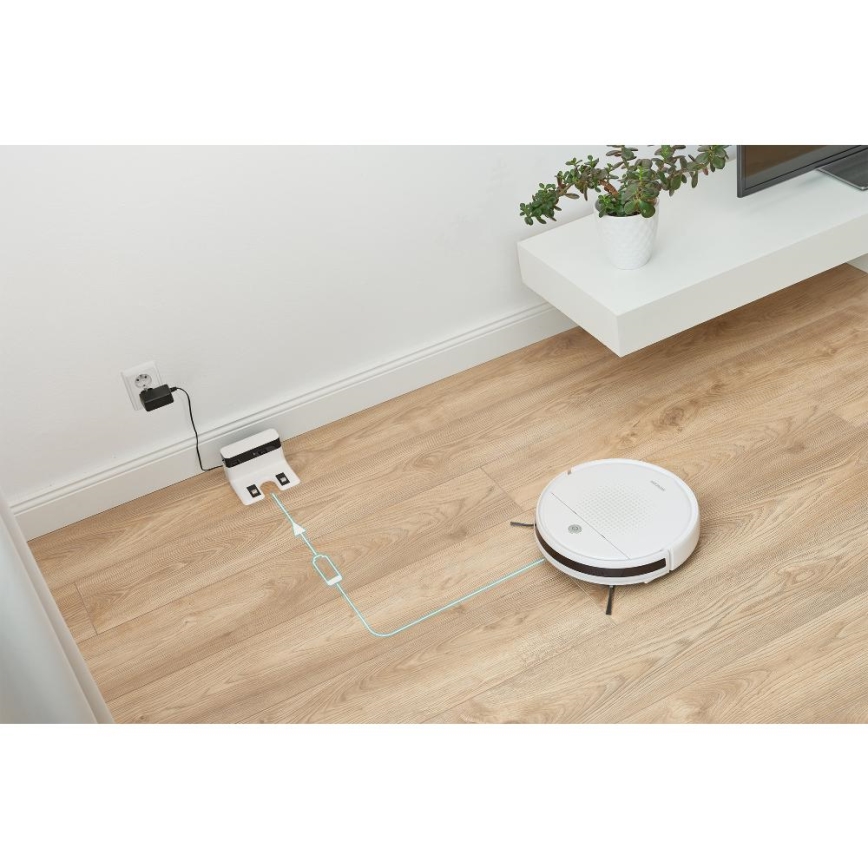 Sencor - Robotstøvsuger med moppe 2-i-1 18W/1500 mAh hvid + fjernbetjening