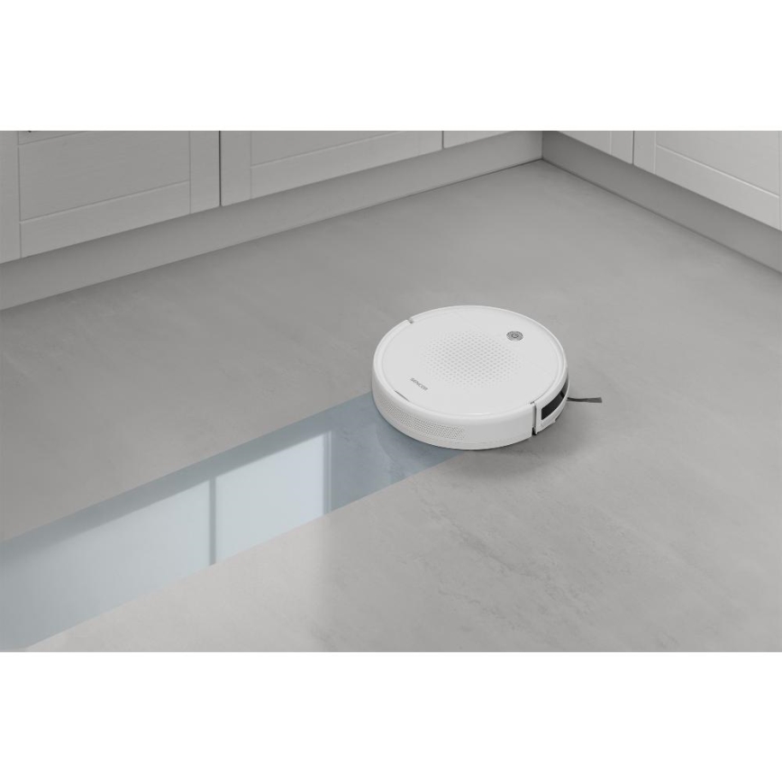 Sencor - Robotstøvsuger med moppe 2-i-1 18W/1500 mAh hvid + fjernbetjening