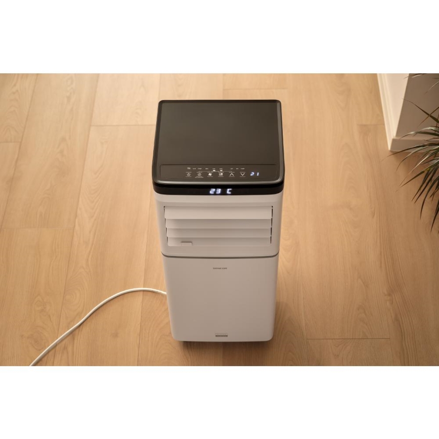 Sencor - Smart bærbar klimaanlæg 3-i-1 inkl. komplet tilbehør 1020 W/230 V 10000 BTU Wi‑Fi hvid + fjernbetjening