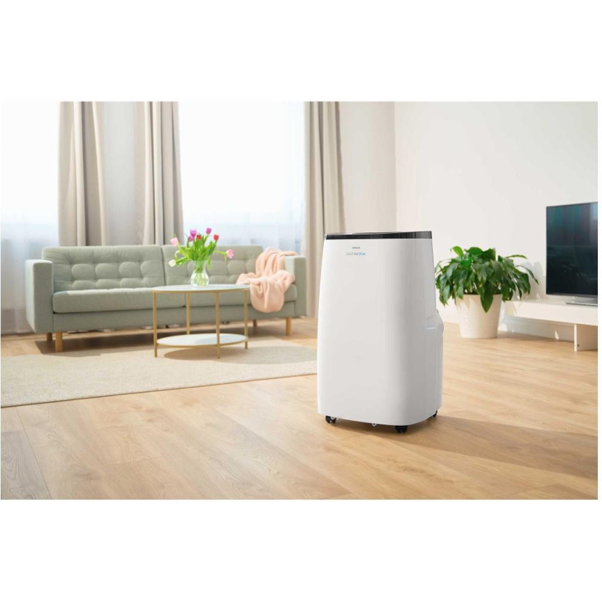 Sencor - Smart bærbar klimaanlæg 4-i-1 inkl. komplet tilbehør 1750W/230V 18000 BTU Wi-Fi hvid + fjernbetjening