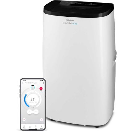 Sencor - Smart bærbar klimaanlæg 4-i-1 inkl. komplet tilbehør 1750W/230V 18000 BTU Wi-Fi hvid + fjernbetjening
