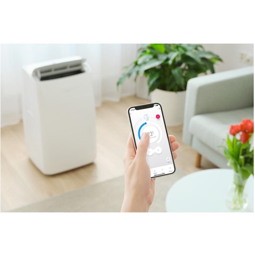 Sencor - Smart bærbar aircondition 5-i-1 inklusive komplet tilbehør 733W/230V 9000 BTU Wi-Fi hvid + fjernbetjening