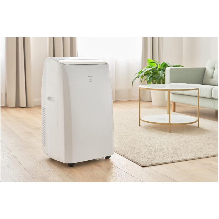 Sencor - Smart bærbar aircondition 5-i-1 inklusive komplet tilbehør 733W/230V 9000 BTU Wi-Fi hvid + fjernbetjening