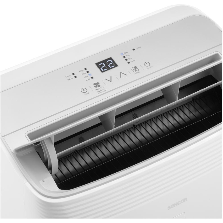 Sencor - Smart bærbar aircondition 5-i-1 inklusive komplet tilbehør 733W/230V 9000 BTU Wi-Fi hvid + fjernbetjening