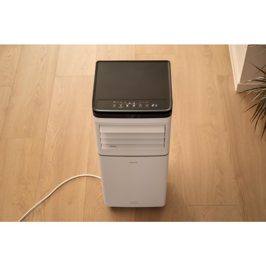 Sencor - Smart bærbart 3-i-1 klimaanlæg inkl. komplet tilbehør, 760 W/230 V, 7000 BTU, Wi-Fi, hvid + fjernbetjening