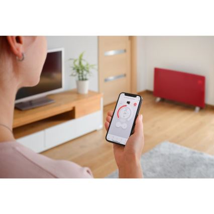 Sencor - Smart elektrisk konvektor/varmeovn 1200/2400W/230V IP24 Wi-Fi rød