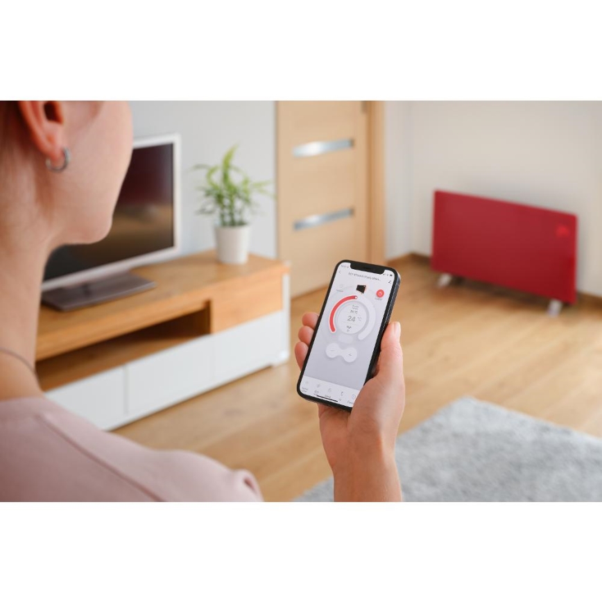 Sencor - Smart elektrisk konvektor/varmeovn 1200/2400W/230V IP24 Wi-Fi rød