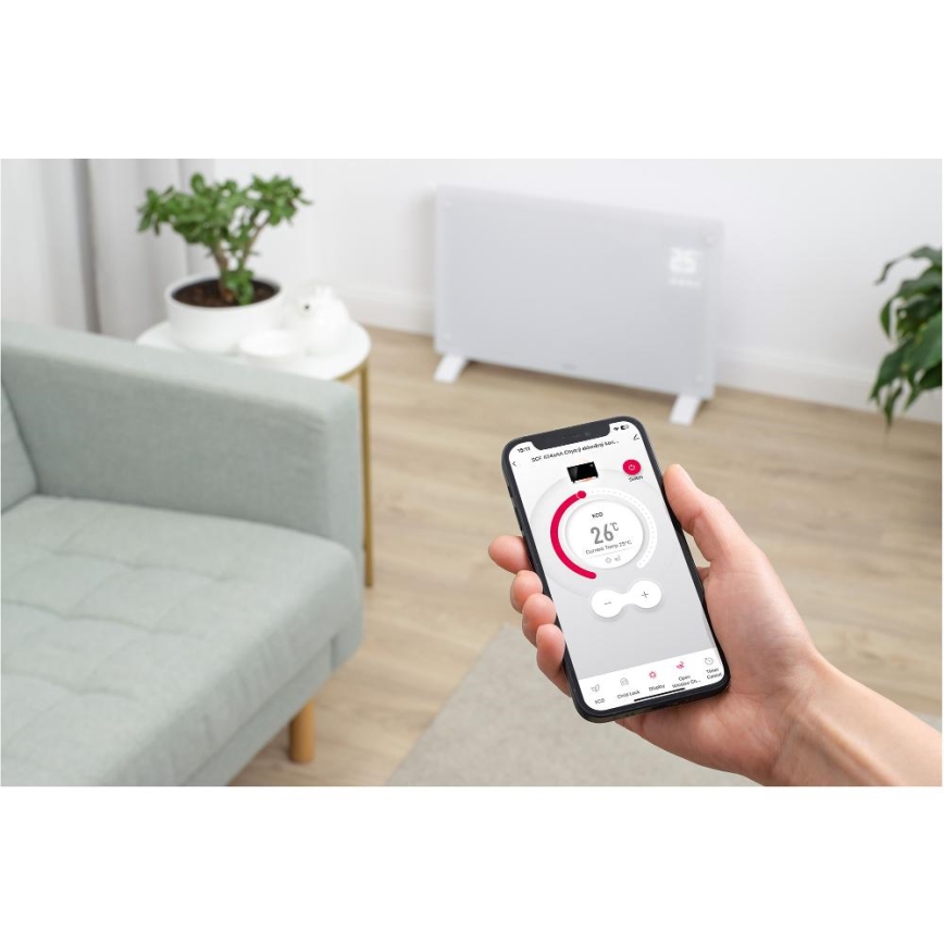 Sencor - Smart elektrisk konvektor/elvarmer 2000W/230V IP24 Wi-Fi hvid + fjernbetjening