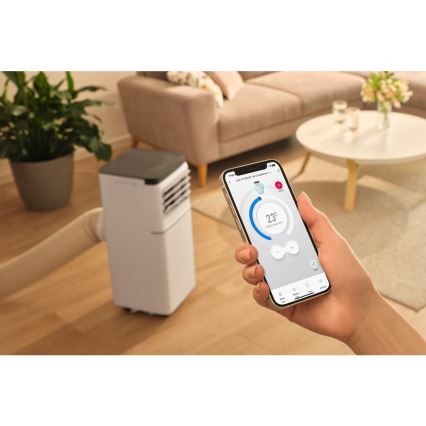 Sencor - Smart bærbar klimaanlæg 3-i-1 inkl. komplet tilbehør 815W/230V 8000 BTU Wi‑Fi hvid + fjernbetjening