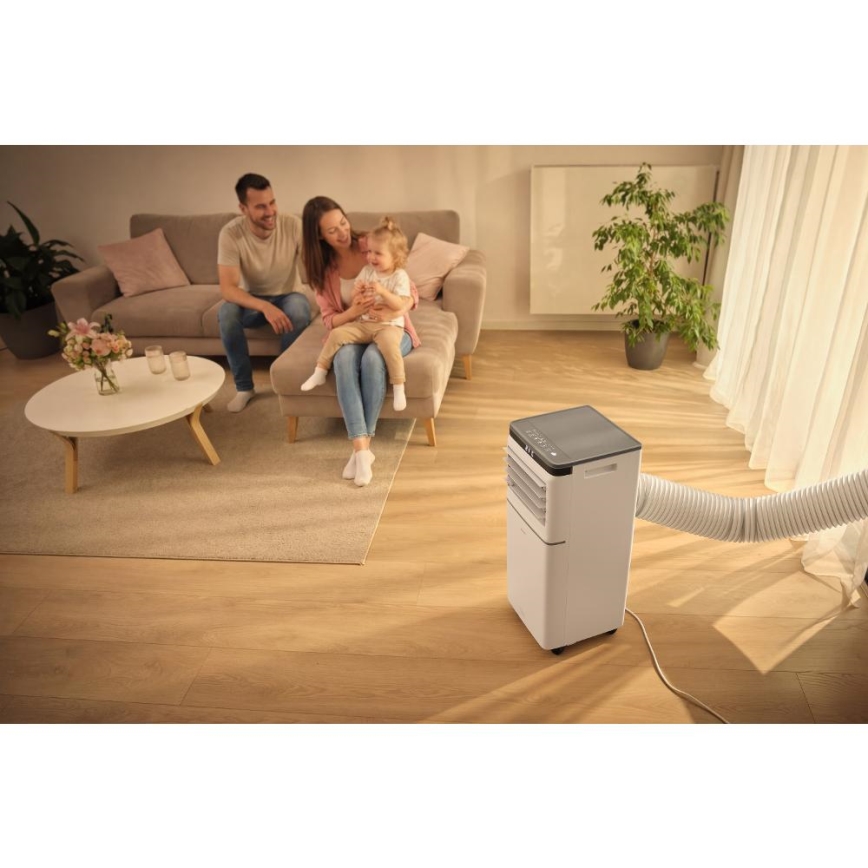 Sencor - Smart bærbar klimaanlæg 3-i-1 inkl. komplet tilbehør 815W/230V 8000 BTU Wi‑Fi hvid + fjernbetjening