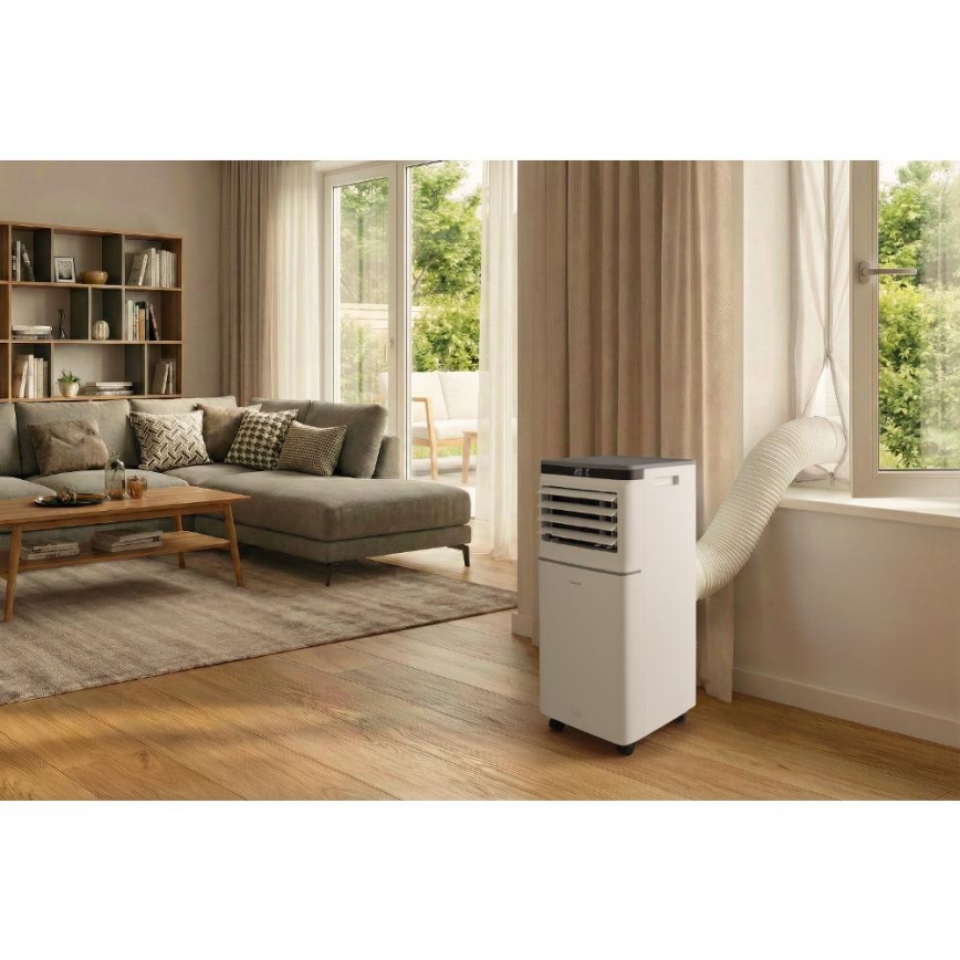 Sencor - Smart bærbar klimaanlæg 3-i-1 inkl. komplet tilbehør 815W/230V 8000 BTU Wi‑Fi hvid + fjernbetjening
