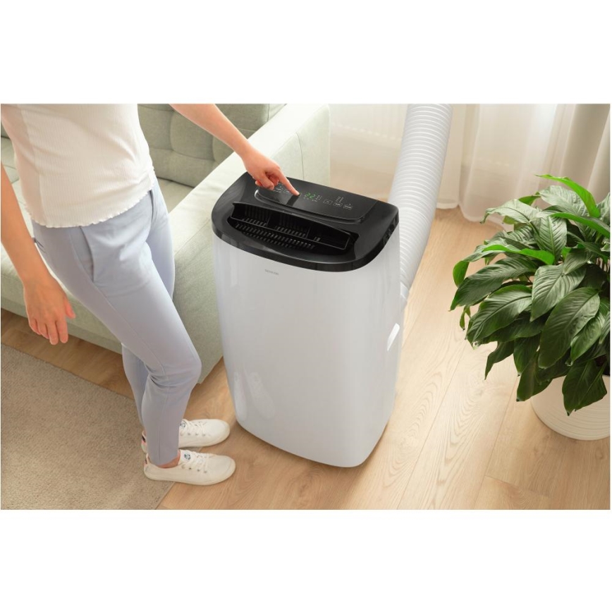Sencor - Smart bærbar klimaanlæg 4-i-1 inkl. komplet tilbehør 1700 W/230 V 12000 BTU Wi‑Fi hvid + fjernbetjening