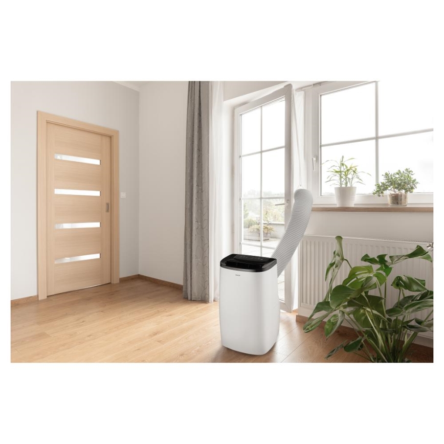 Sencor - Smart bærbar klimaanlæg 4-i-1 inkl. komplet tilbehør 1700 W/230 V 12000 BTU Wi‑Fi hvid + fjernbetjening