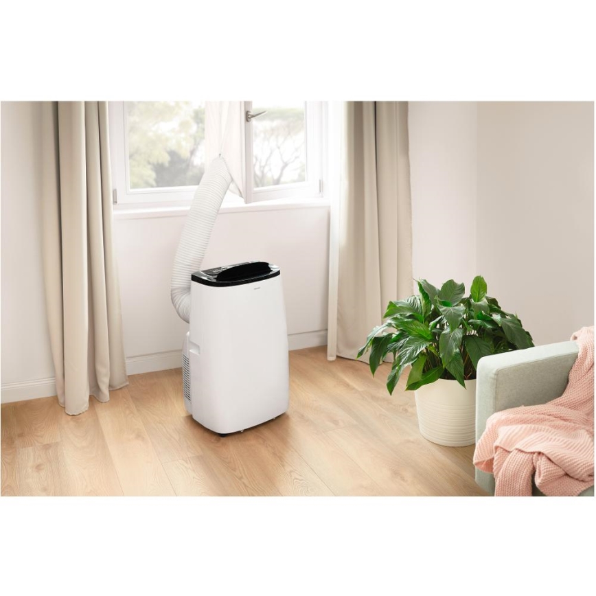 Sencor - Smart bærbar klimaanlæg 4-i-1 inkl. komplet tilbehør 1700 W/230 V 12000 BTU Wi‑Fi hvid + fjernbetjening
