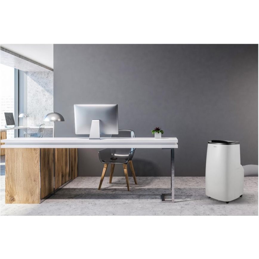 Sencor - Smart bærbar klimaanlæg 4-i-1 inkl. komplet tilbehør 1700 W/230 V 12000 BTU Wi‑Fi hvid + fjernbetjening