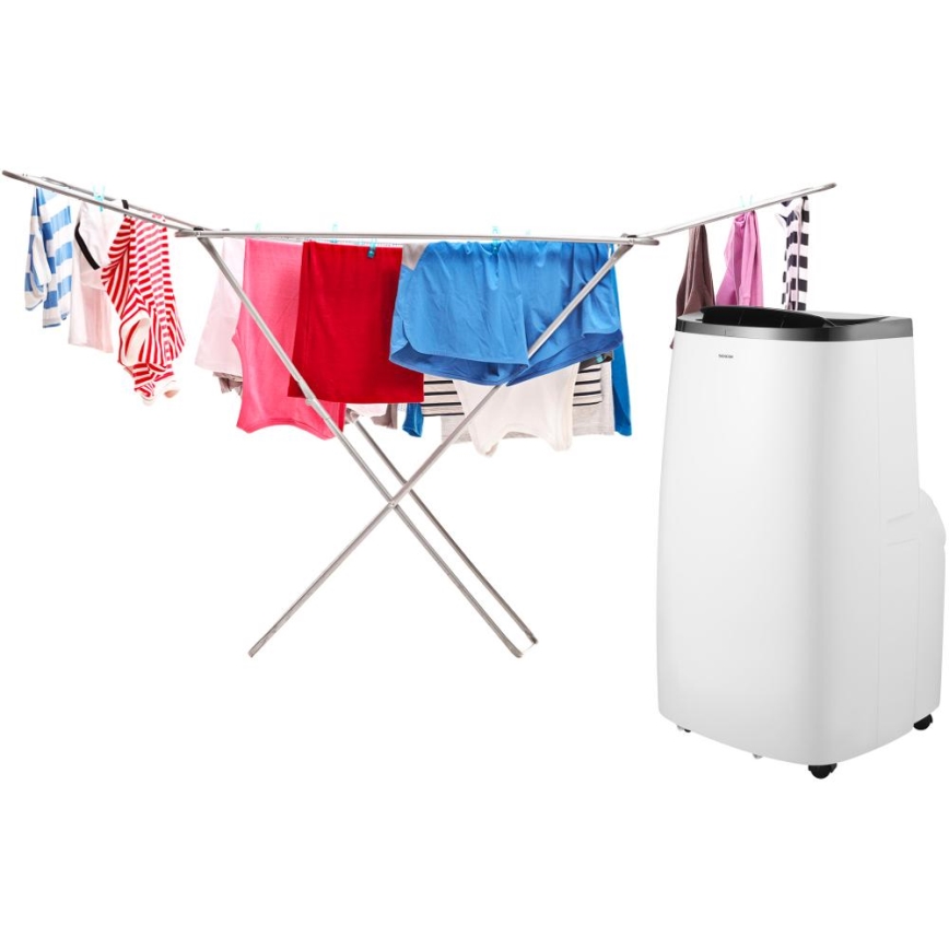 Sencor - Smart bærbar klimaanlæg 4-i-1 inkl. komplet tilbehør 1700 W/230 V 12000 BTU Wi‑Fi hvid + fjernbetjening