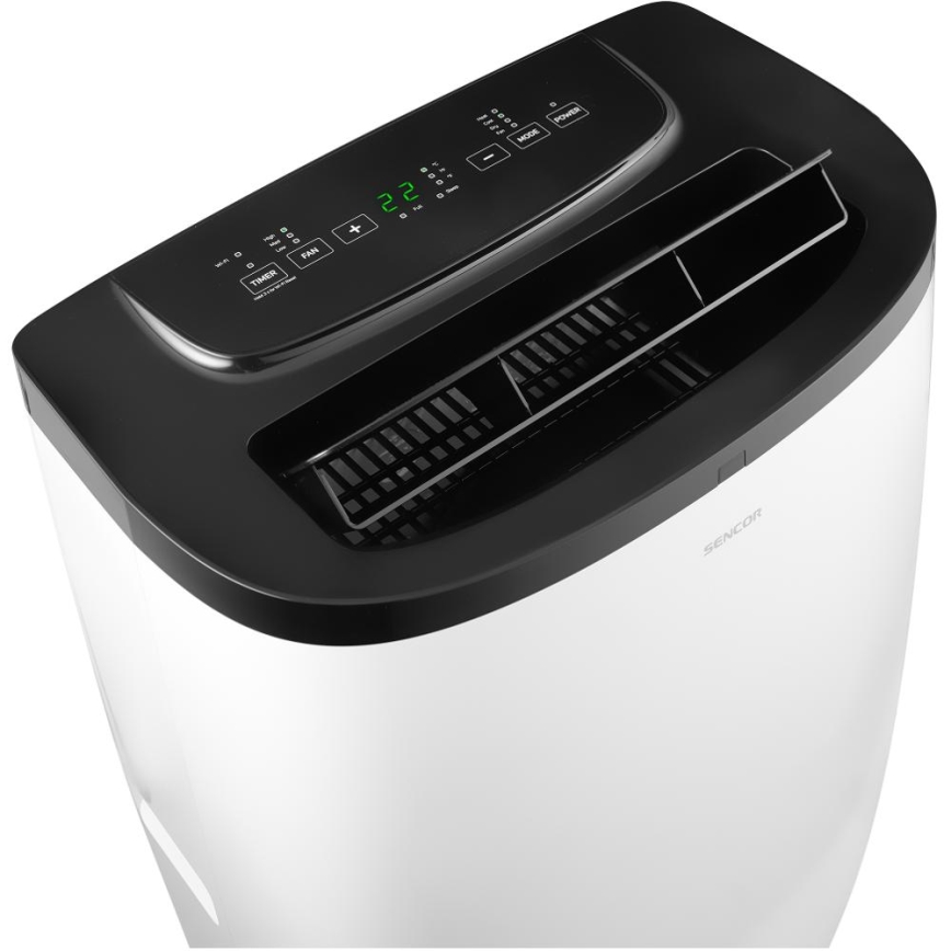 Sencor - Smart bærbar klimaanlæg 4-i-1 inkl. komplet tilbehør 1700 W/230 V 12000 BTU Wi‑Fi hvid + fjernbetjening