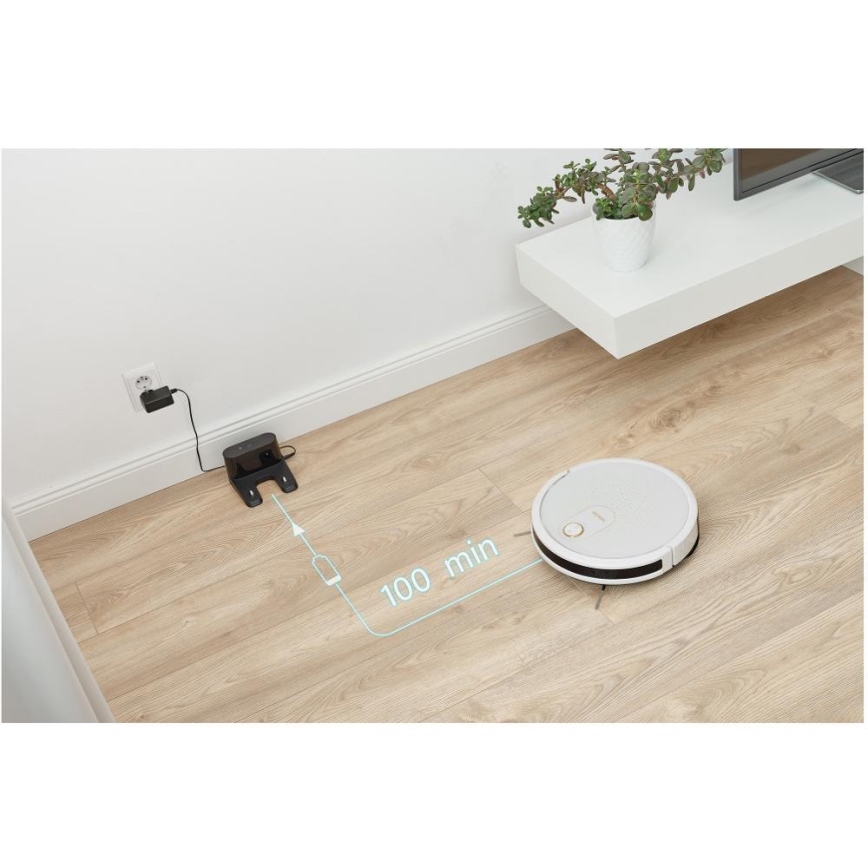 Sencor - Smart robotstøvsuger med moppe 2-i-1 28W/2600 mAh Wi-Fi hvid + fjernbetjening