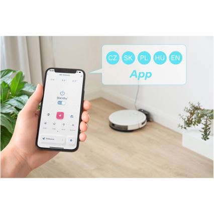 Sencor - Smart robotstøvsuger med moppe 2-i-1 28W/2600 mAh Wi-Fi hvid + fjernbetjening