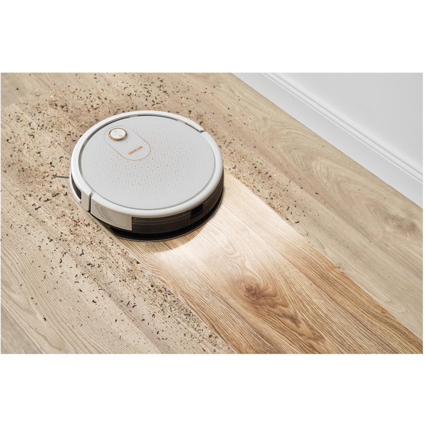 Sencor - Smart robotstøvsuger med moppe 2-i-1 28W/2600 mAh Wi-Fi hvid + fjernbetjening