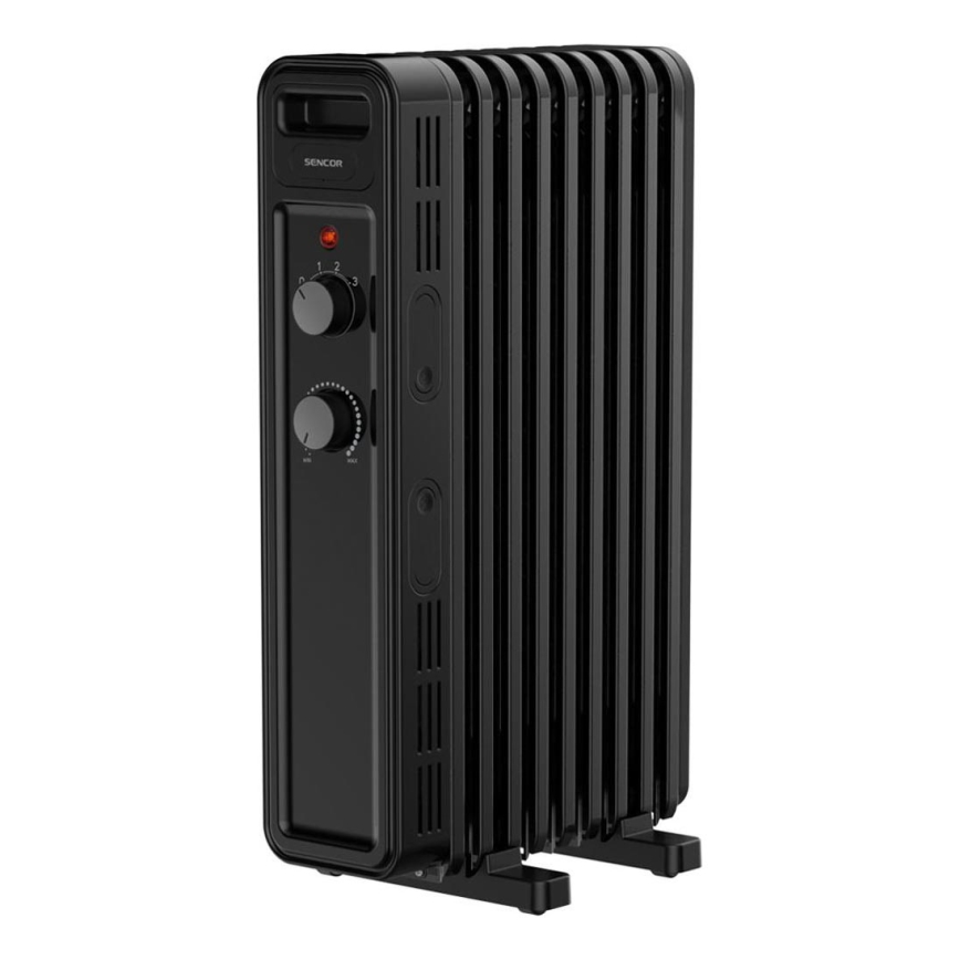 Sencor - Sort olieradiator med 9 lameller 800/1200/2000W/230V