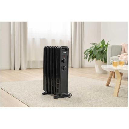 Sencor - Sort olieradiator med 9 lameller 800/1200/2000W/230V