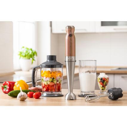 Sencor - Stavblender 4-i-1 1200W/230V rustfrit stål/kobber