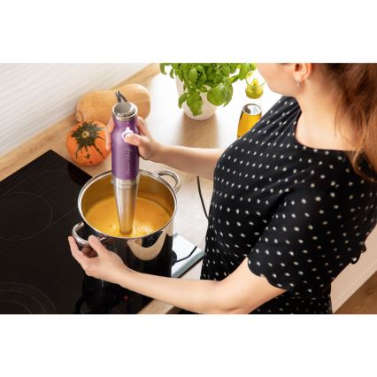 Sencor - Stavblender 4-i-1 1200W/230V rustfrit stål/lilla