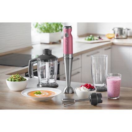 Sencor - Stavblender 4-i-1 1200W/230V rustfrit stål/pink