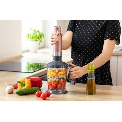 Sencor - Stavblender 4-i-1 1200W/230V rustfrit stål/rosenguld
