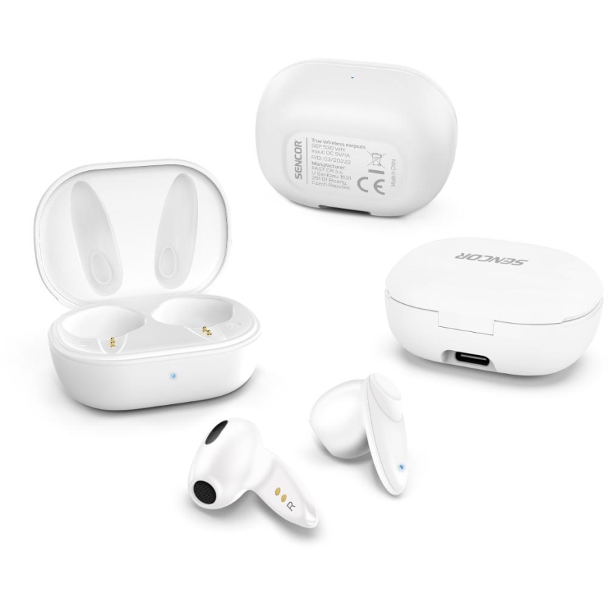 Sencor - Trådløs earphones IPX4 hvid