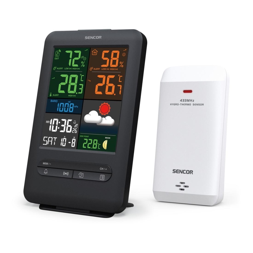 Sencor - Vejrstation med LCD farveskærm 5V/1xCR2032