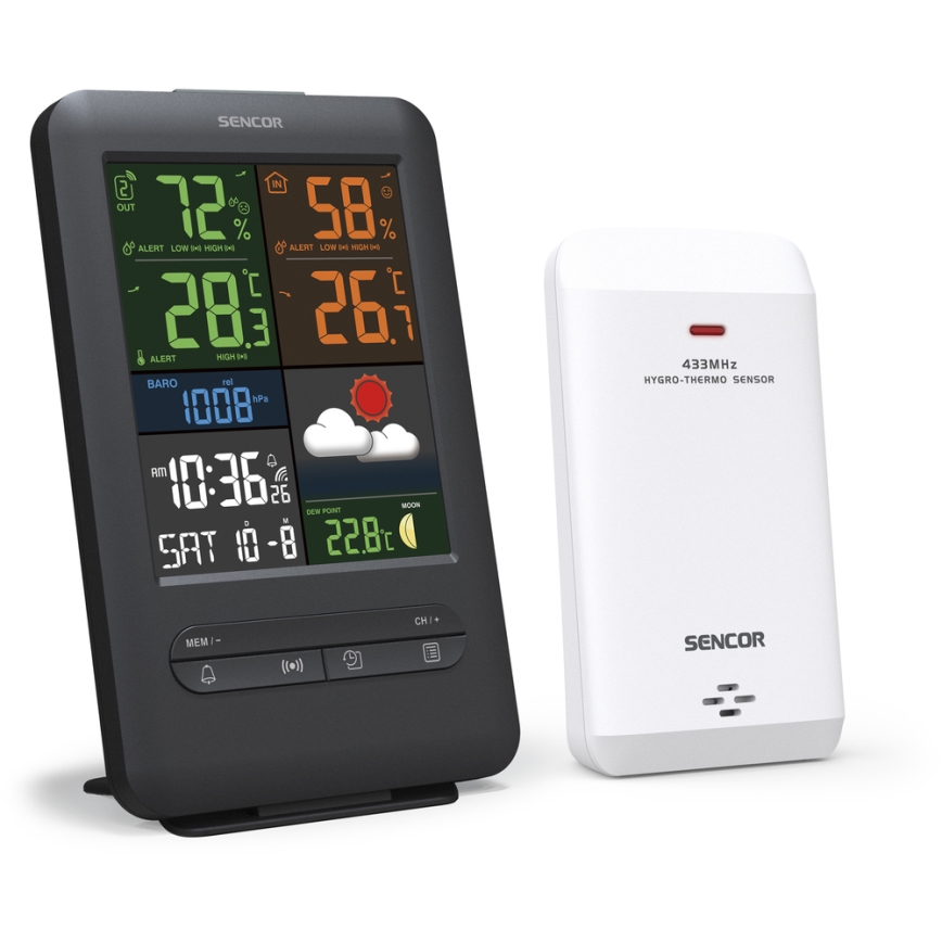 Sencor - Vejrstation med LCD farveskærm 5V/1xCR2032